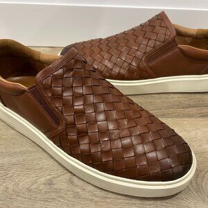 Current ALLEN EDMONDS Brown Leather Weave Loafer Shoes sz 13 EEE